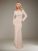 Sheath/Column Scoop Floor-Length Crepe Mother of the Bride Dress